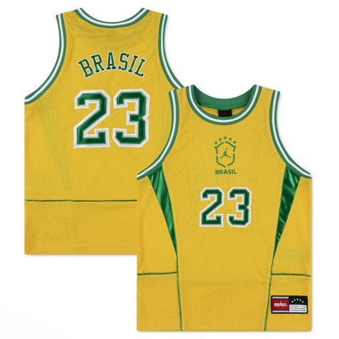 Youth Jordan Brand Yellow Brazil National Team Mesh Basketball Fashion Jersey