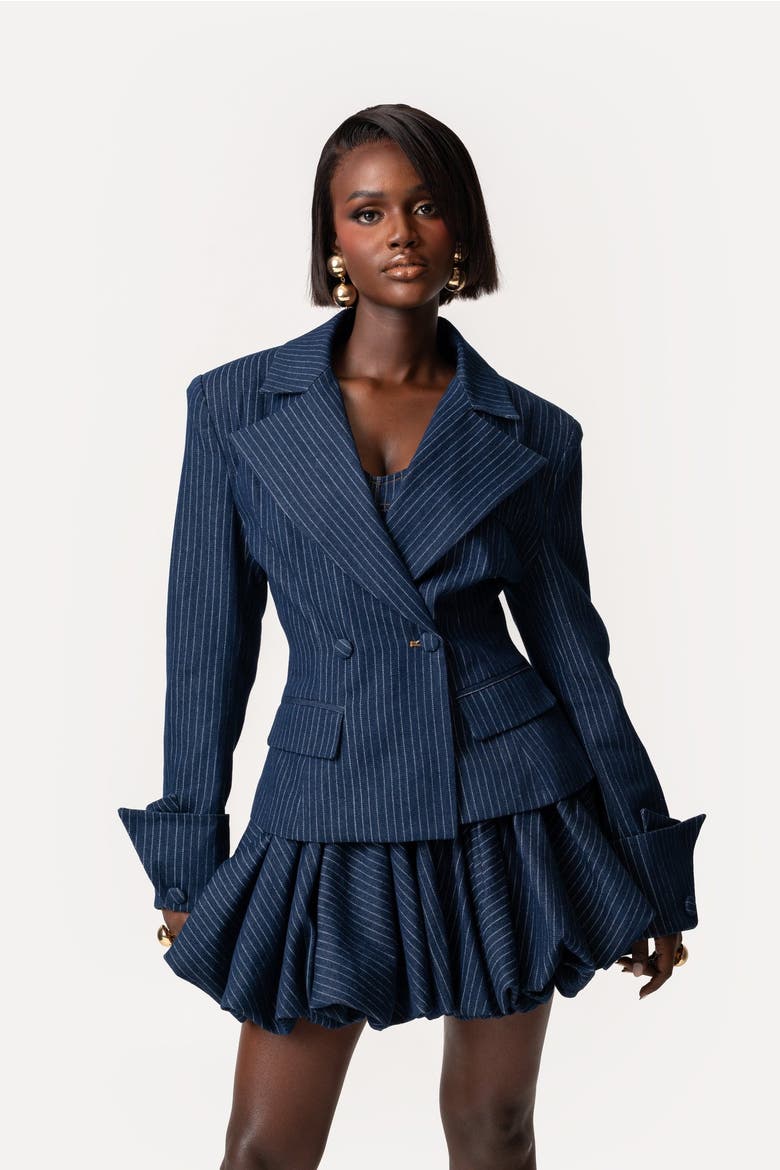 Rumi Bubble Mini Skirt, Alternate, color, Denim