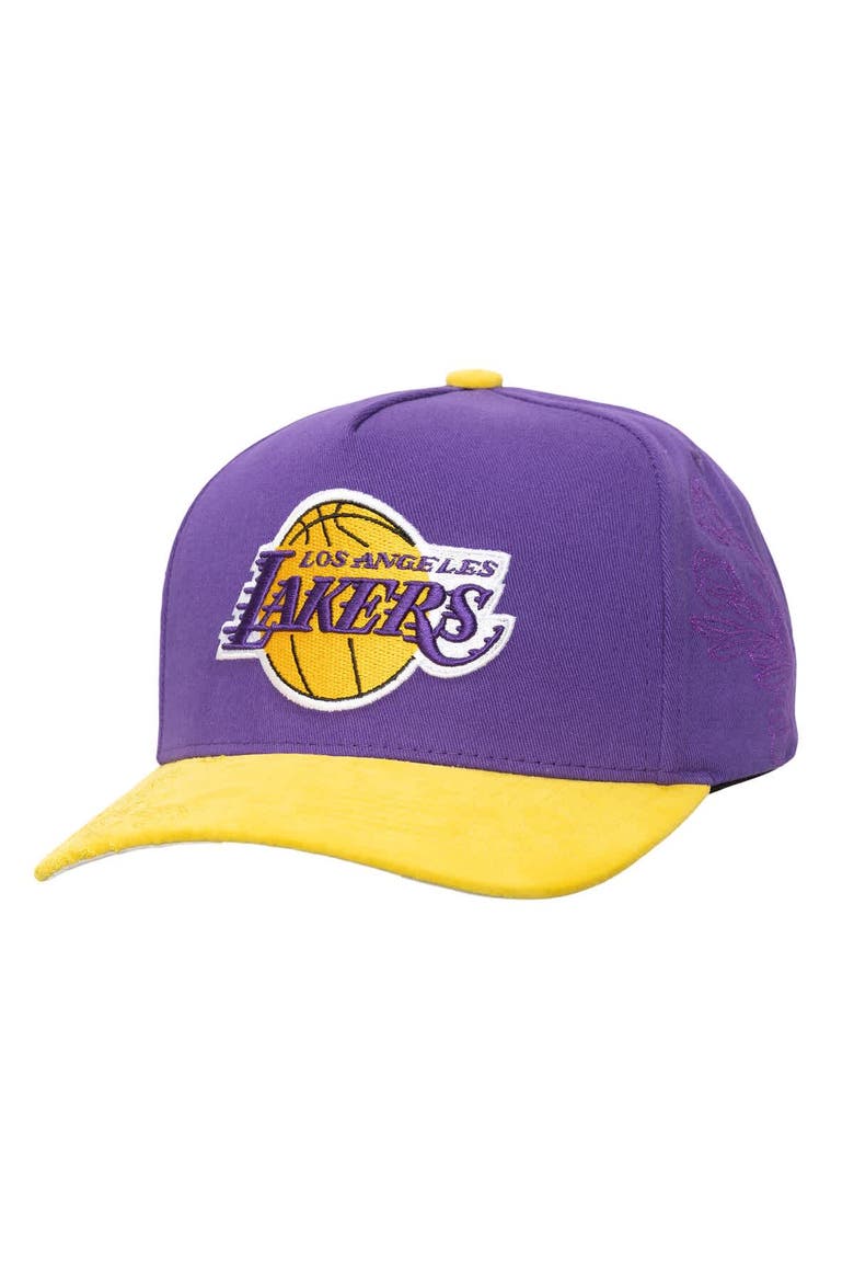 Men's Mitchell & Ness  Purple/Gold Los Angeles Lakers May Flowers Adjustable Hat, Main, color, Purple