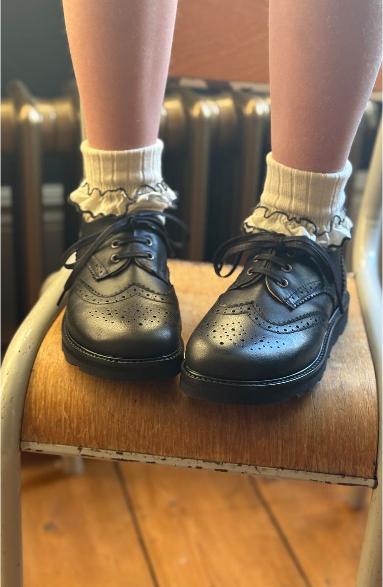 Young Soles Brando Kids Brogue Shoe, Alternate, color, All Black