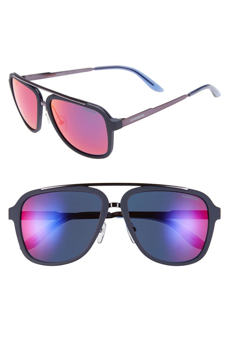 57mm Navigator Sunglasses, Main, color, DARK BLUE/ BLUE INFRARED