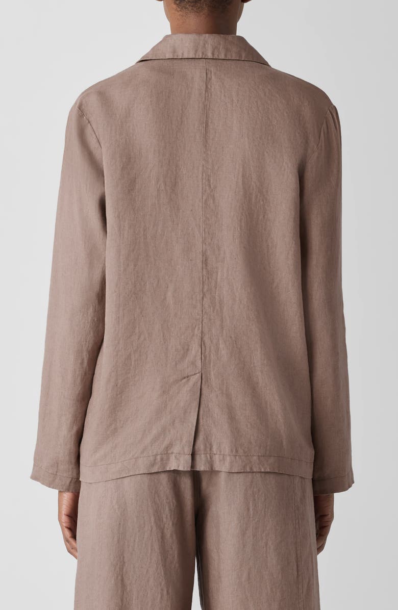 Eileen Fisher Double Breasted Organic Linen Blazer, Alternate, color, Cocoa