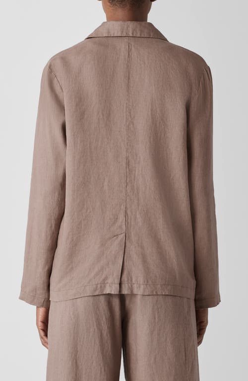 Eileen Fisher Double Breasted Organic Linen Blazer In Cocoa
