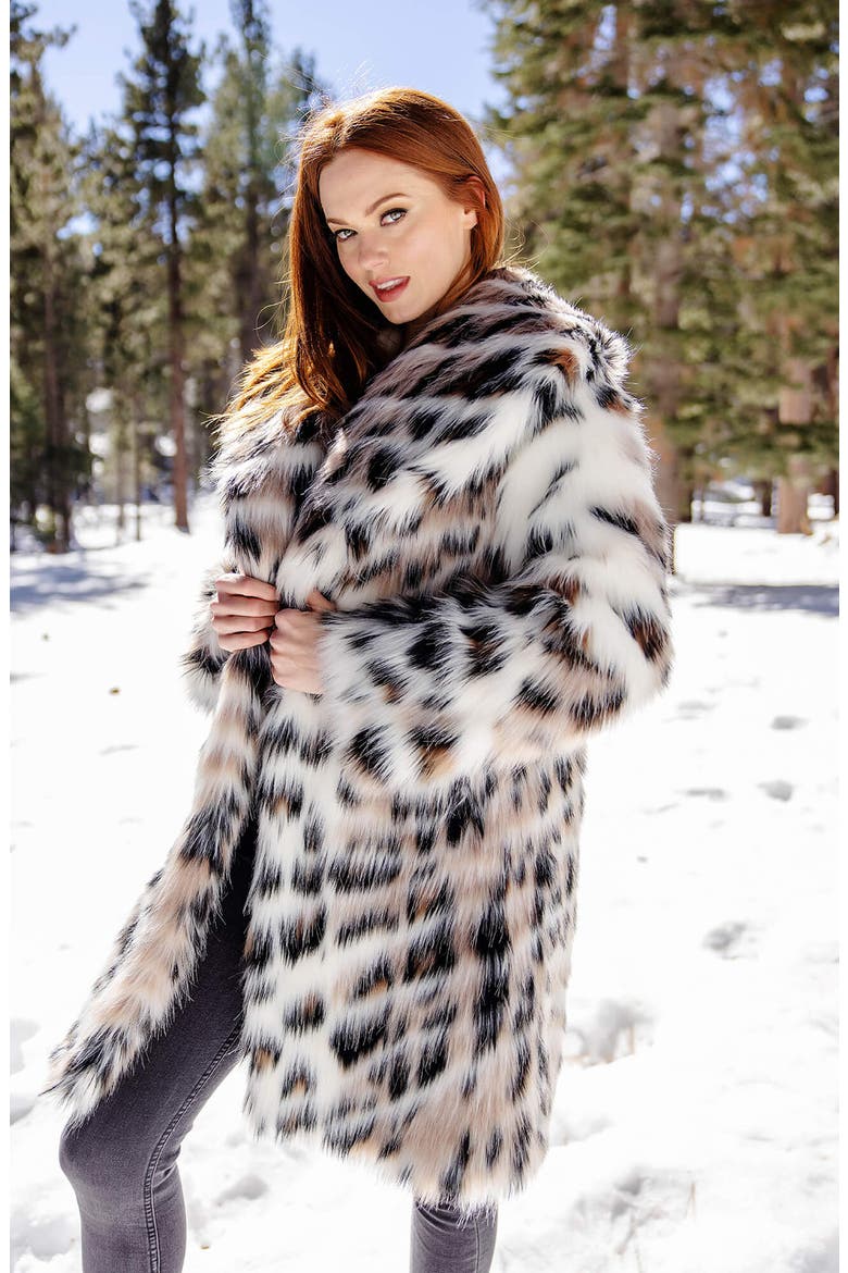 Wild Side Leopard Print Faux Fur Coat, Alternate, color, WHITE MULTI