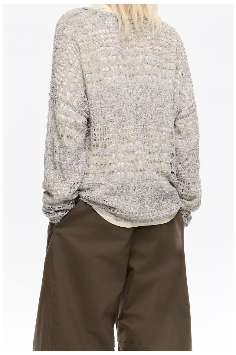 Lurex Openwork Sweater, Alternate, color, SILVER