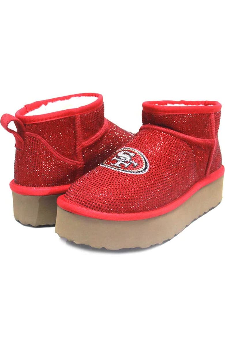CUCE Women's Cuce Scarlet San Francisco 49ers Crystal Platform Boots, Alternate, color,