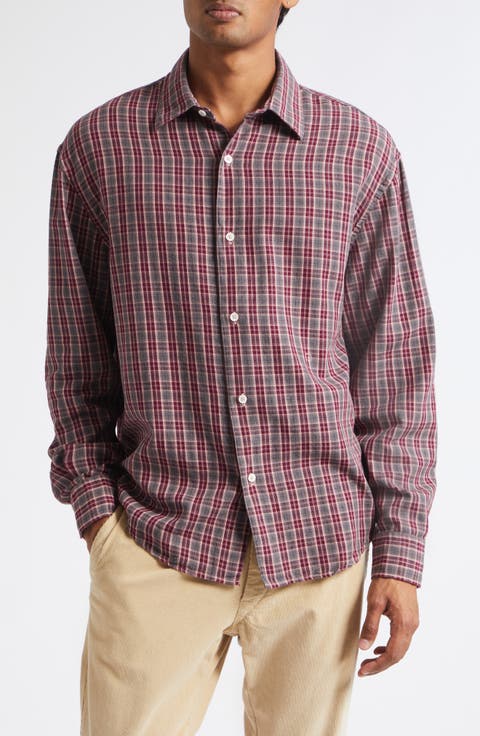 Boxy Plaid Button-Up Shirt