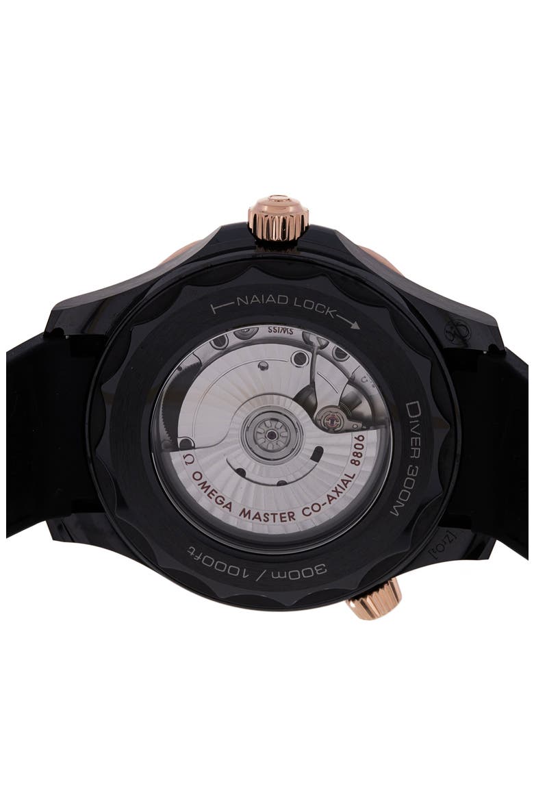 Omega Preowned Seamaster Diver 300m Automatic Rubber Strap Watch, 44mm, Alternate, color, BLACK