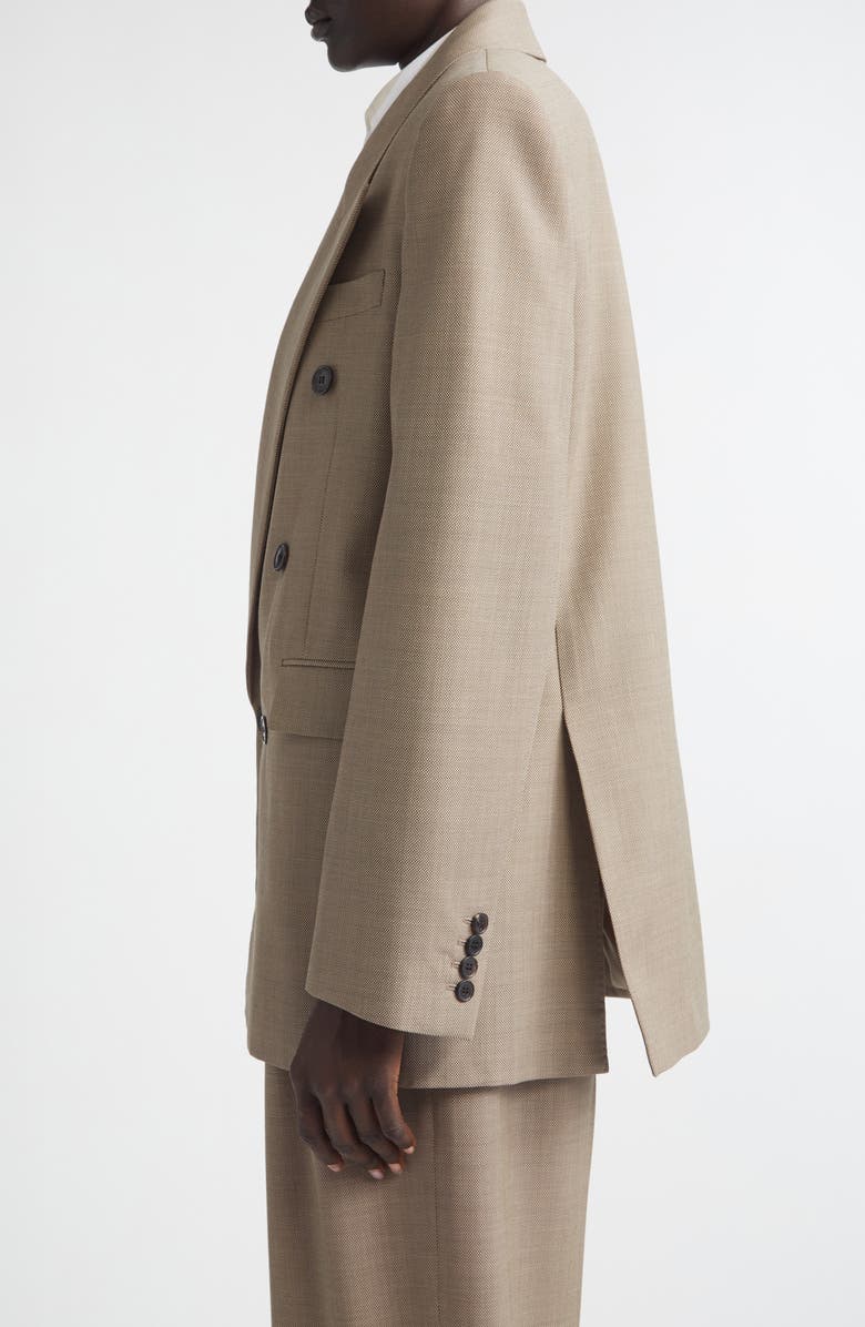 Saint Laurent Double Breasted Wool Jacket, Alternate, color, Taupe Beige