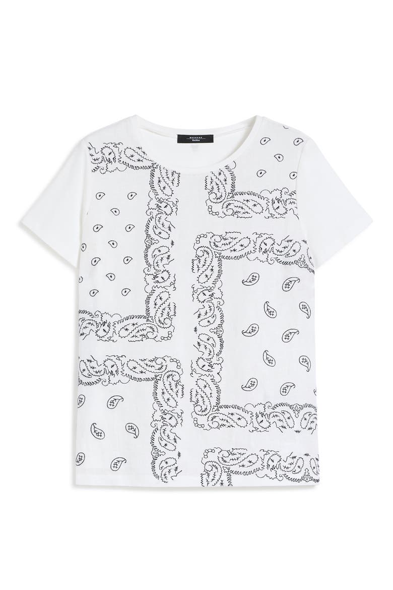 Bandana Print Mixed Media Tee, Alternate, color, WHITE