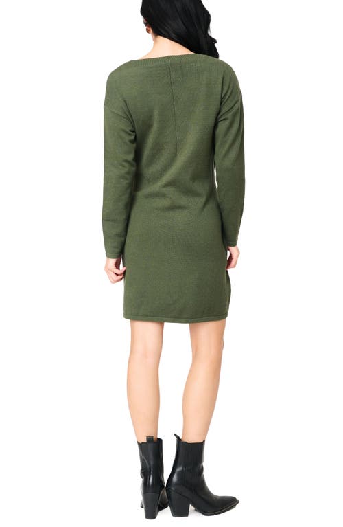 Gibsonlook Shay Boatneck Long Sleeve Sweater Dress In Green