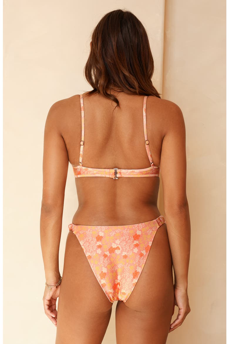 Belle Side Scrunch Bikini Bottom, Alternate, color, Coral Garden