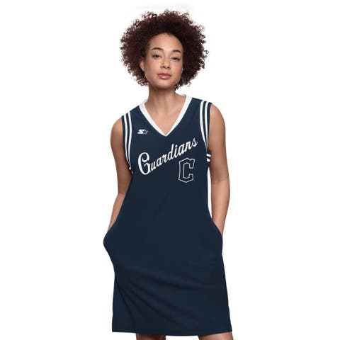Women's Starter  Navy Cleveland Guardians Fast Track Sneaker V-Neck Dress