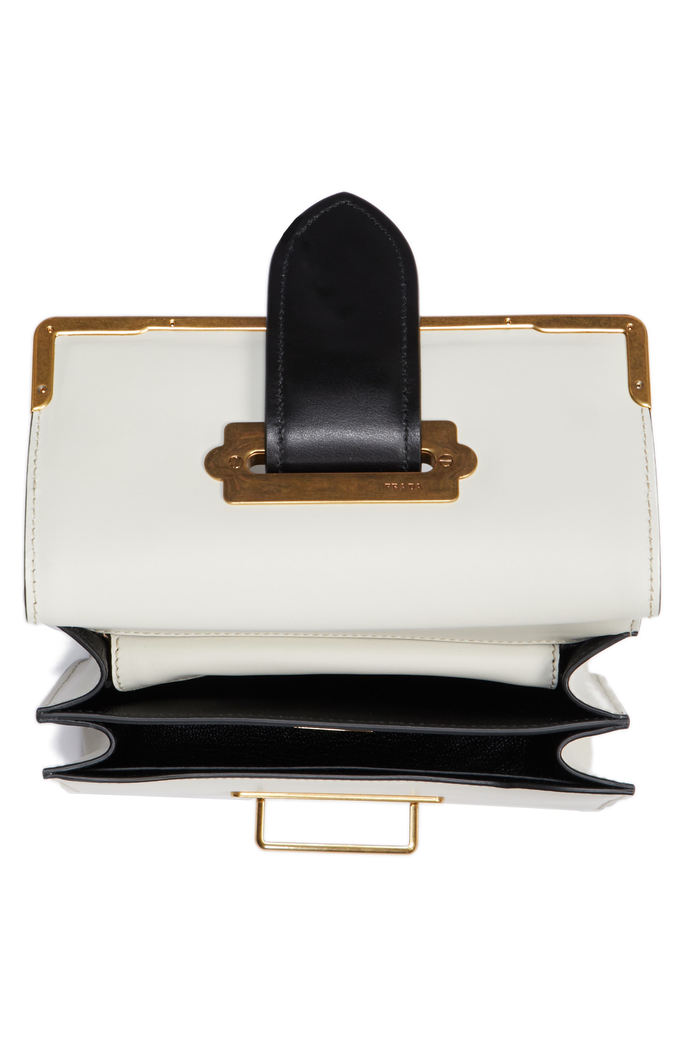 Cahier City Calfskin & Saffiano Shoulder Bag, Alternate, color, TALCO/NERO