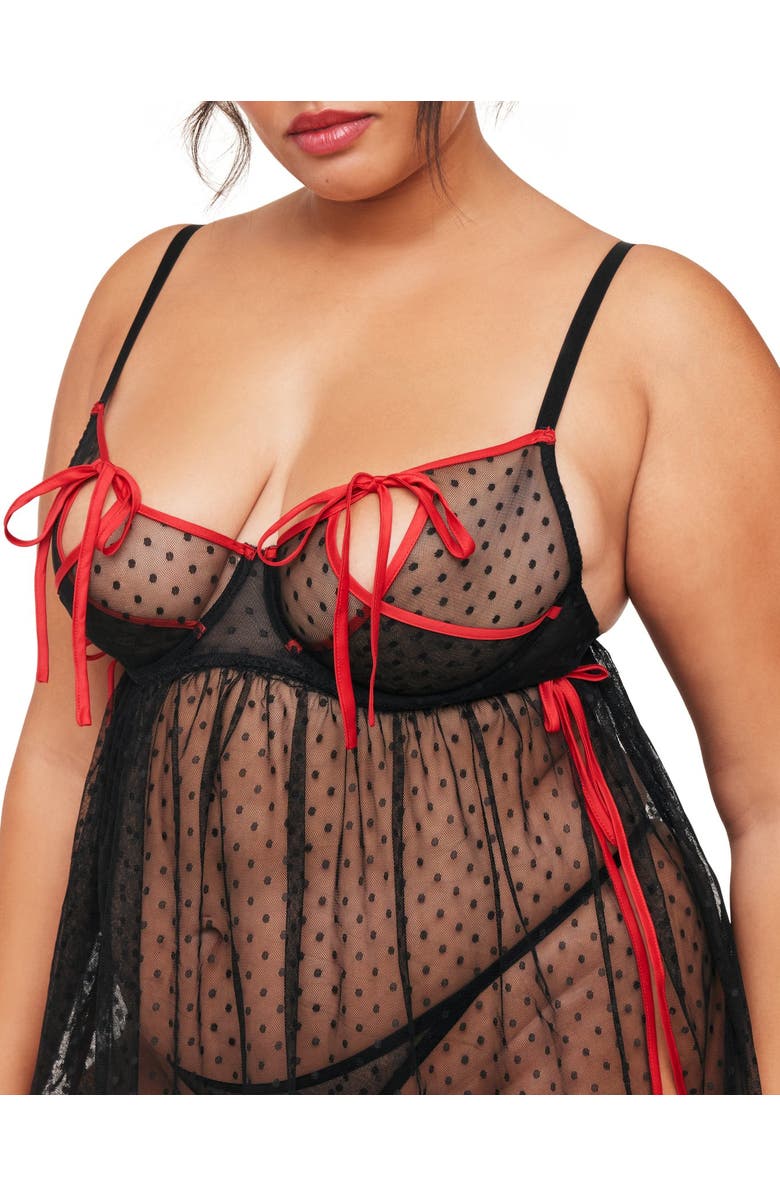 Adore Me Noemi Babydoll Lingerie, Alternate, color, Black