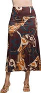 24seven Comfort Apparel Elastic Waist Maxi Skirt Print