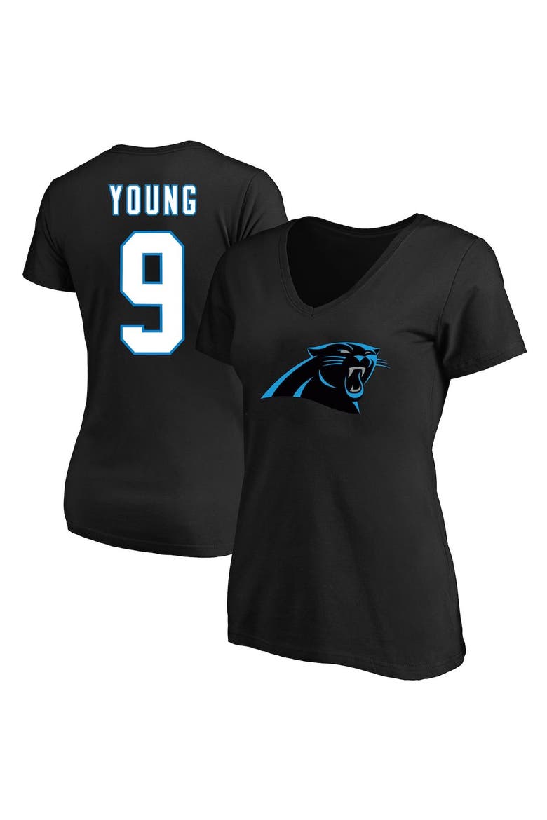 Women's Bryce Young Black Carolina Panthers Plus Size Fair Catch Name & Number V-Neck T-Shirt, Main, color, Black