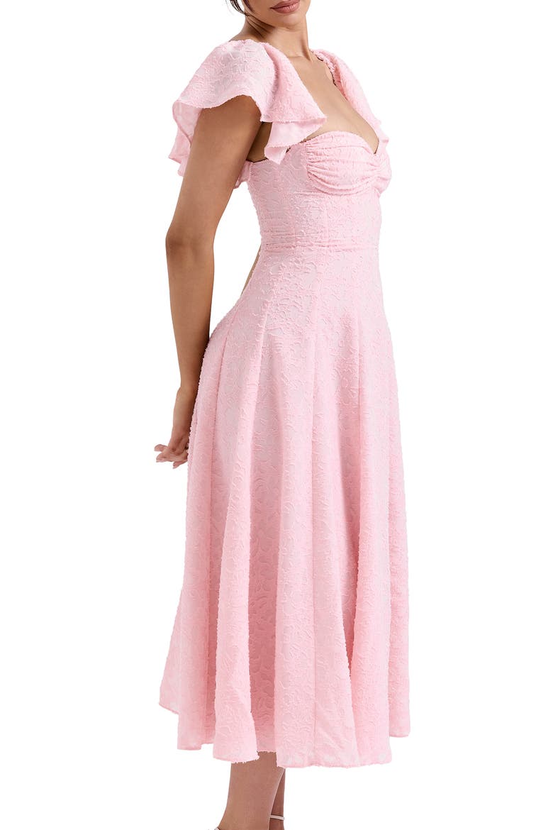 Emma Flutter Sleeve Jacquard Cocktail Dress, Alternate, color, CRYSTAL ROSE