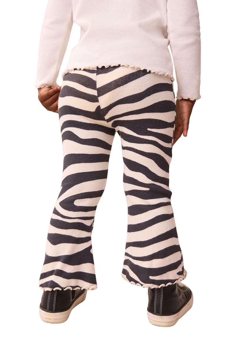NEXT Kids' Zebra Print Rib Flare Leggings, Alternate, color, Black Multi