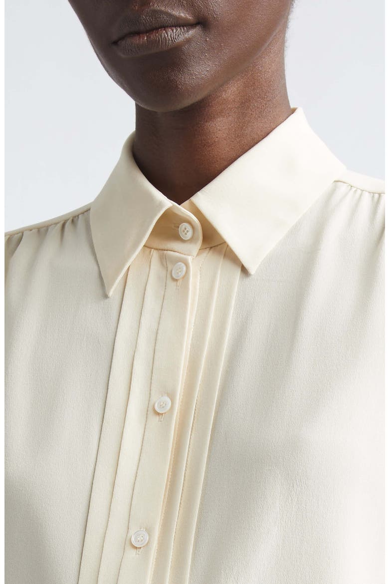 Campionari Silk Crepe Button-Up Shirt, Alternate, color, VANILLA