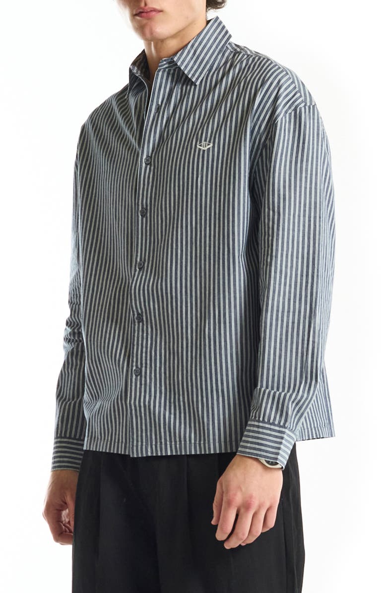 VOUSETI Off Court Boxy Fit Stripe Cotton Button-Up Shirt, Alternate, color, 