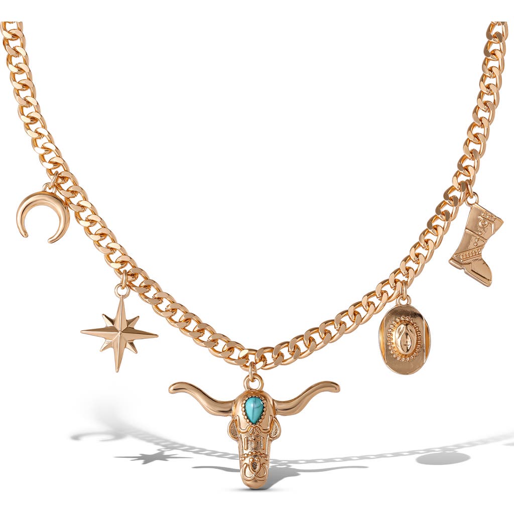 Jessica Simpson Celestial Charm Necklace In Metallic