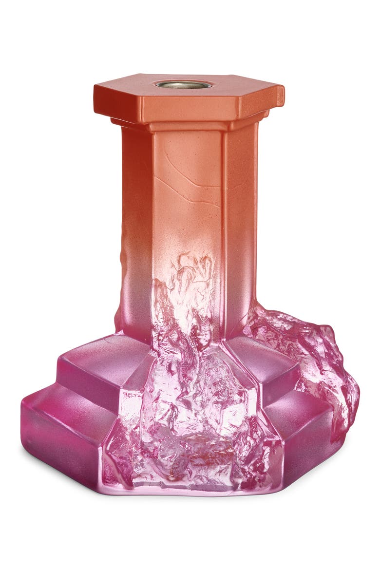 Rocky Baroque Large Crystal Candlestick, Main, color, DUSTY ROSE