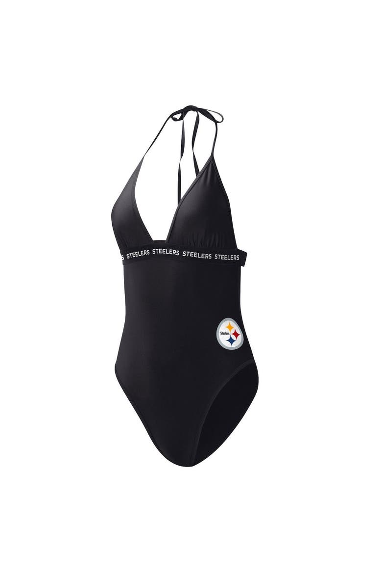 Women's G-III 4Her by Carl Banks Black Pittsburgh Steelers Full Count One-Piece Swimsuit, Alternate, color, Black