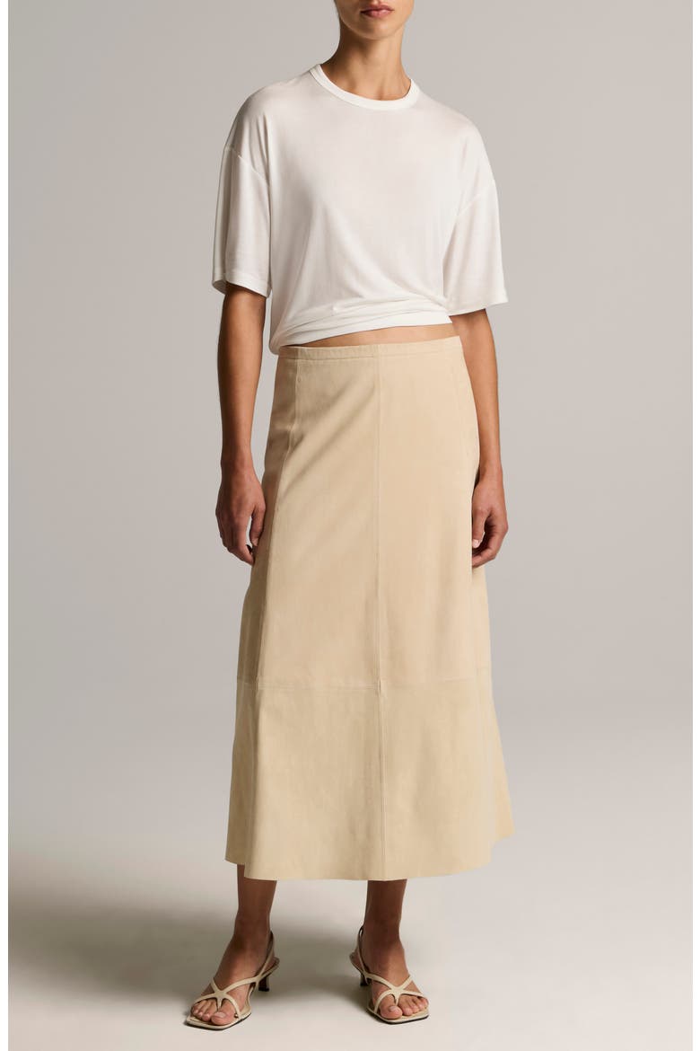 Relaxed Crewneck Modal & Silk T-Shirt, Alternate, color, IVORY