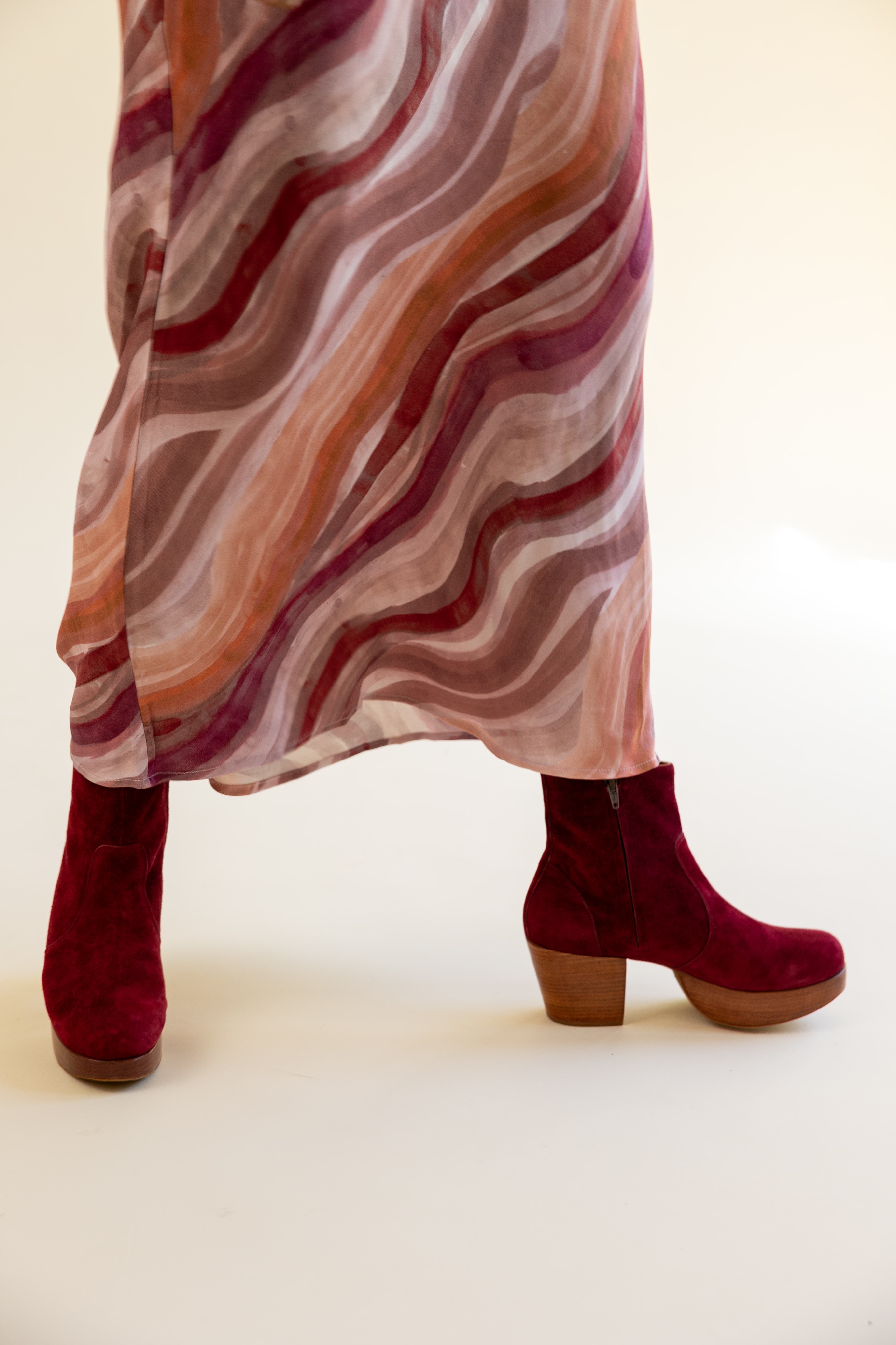 Fortress Charli Suede Platform Clog Boot, Alternate, color, Burgundy Suede