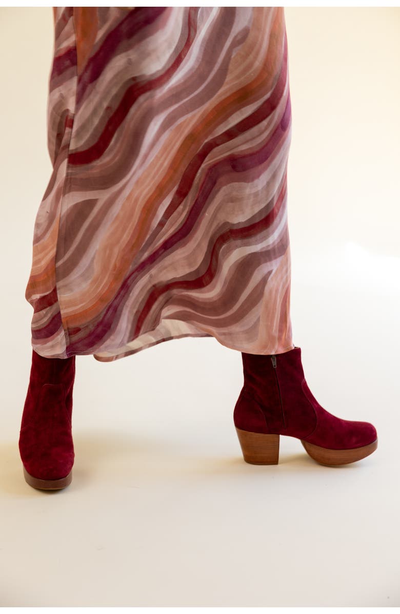 Fortress Charli Suede Platform Clog Boot, Alternate, color, Burgundy Suede