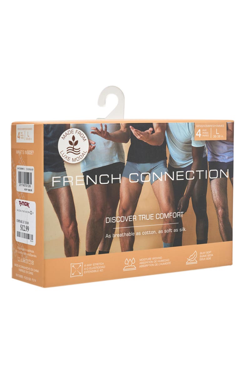 French Connection 4-Pack Modal Boxer Brief, Alternate, color, Black Gray