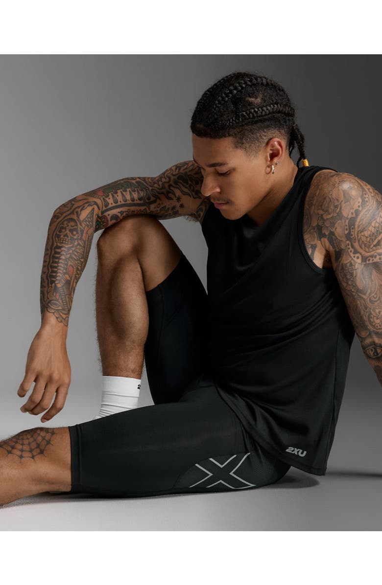 2XU Aero Mesh Compression Shorts, Alternate, color, Black/Silver Reflective