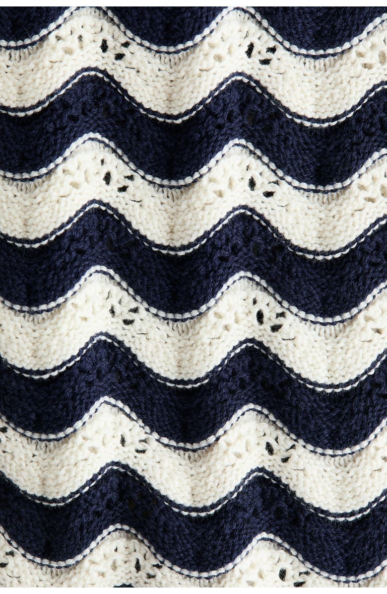 H&M Appliquéd open-knit dress, Alternate, color, Navy Blue/Striped