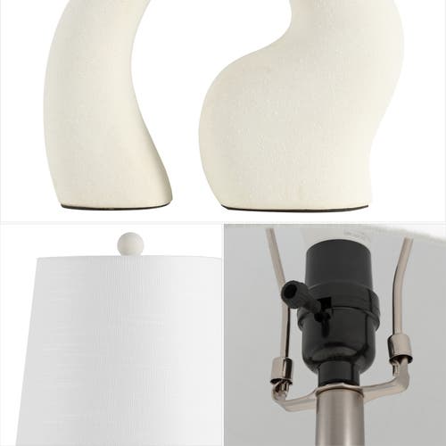 Jonathan Y Tula 19" Scandinavian Minimalist Ceramic Arch Led Table Lamp In Cream