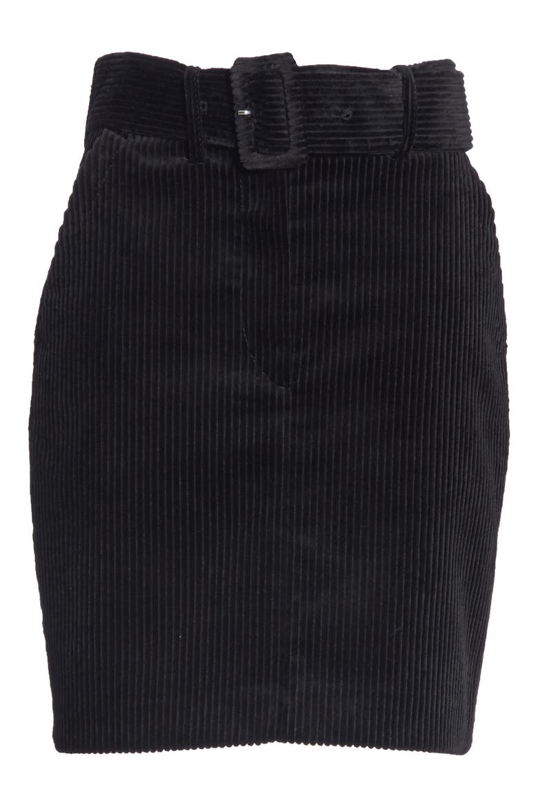 Belted Corduroy Skirt, Alternate, color, BLACK