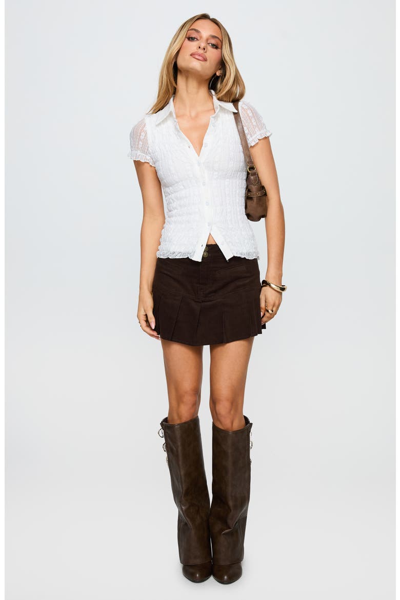 Melaniya Lace Button Up Top, Alternate, color, WHITE