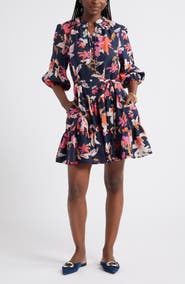 Caslon® Tie Neck Tiered Dress