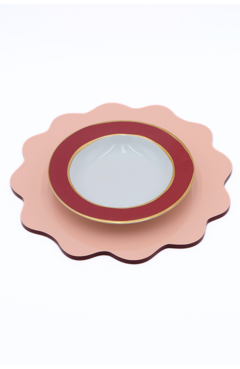 Inner Child Scalloped Lacquerware Placemats - Set of 4, Alternate, color, Blush Pink