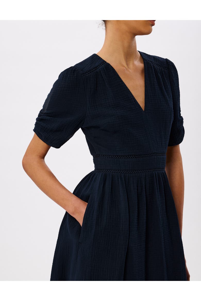 V-Neck Midi Dress, Alternate, color, Navy