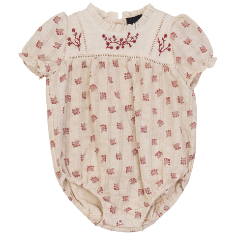 Floral Embroidered Bubble Shirred Sleeves (Toddler)