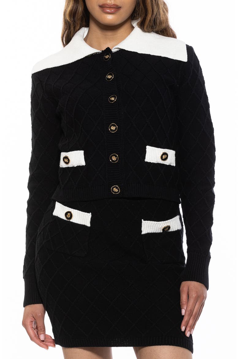 Pattern Cardigan, Main, color, BLACK