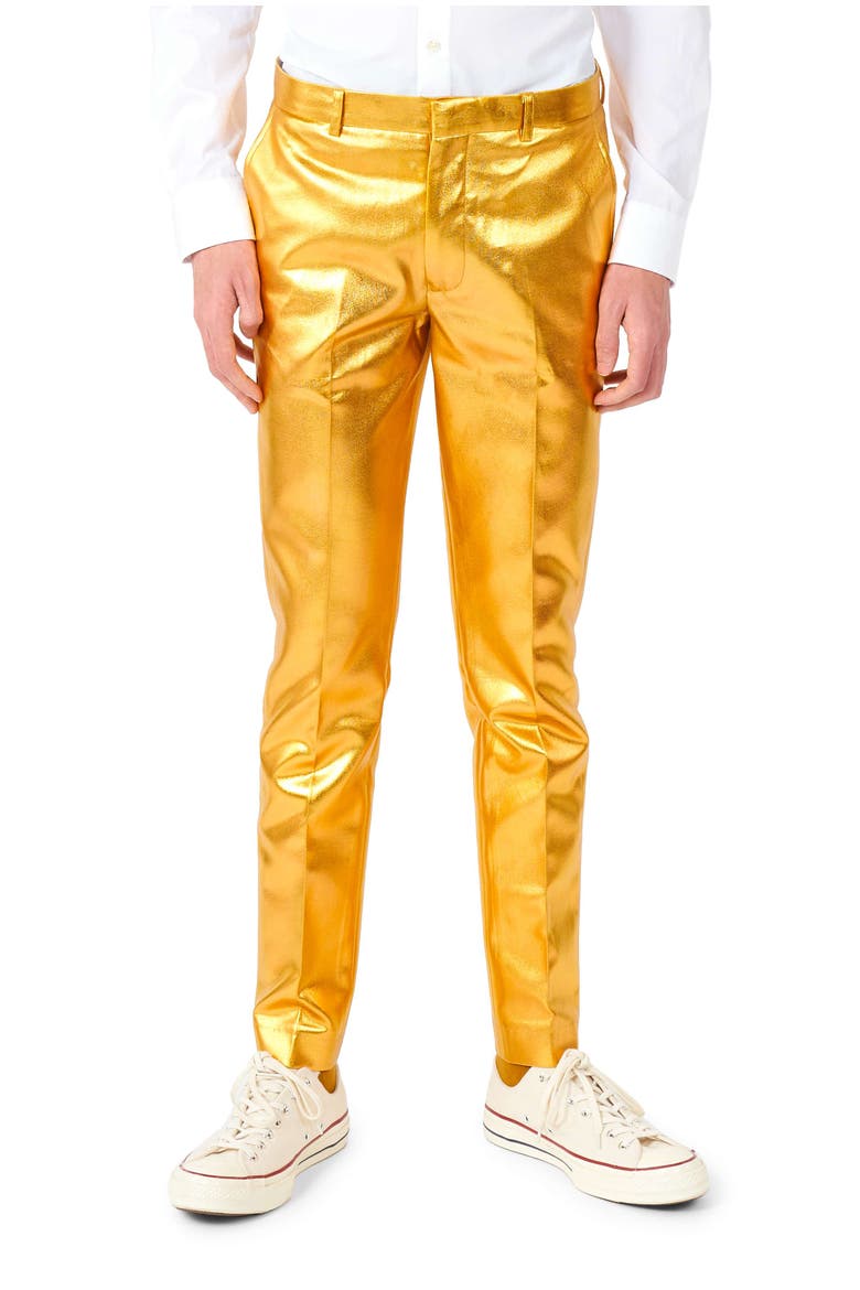 Kids' Groovy Golden Metallic Two-Piece Suit & Tie, Alternate, color, GOLD