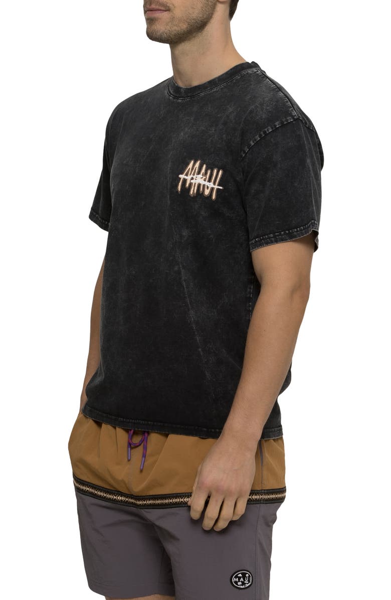 Maui & Sons Maui Tag Mineral Wash Cotton Graphic T-Shirt, Alternate, color, Black