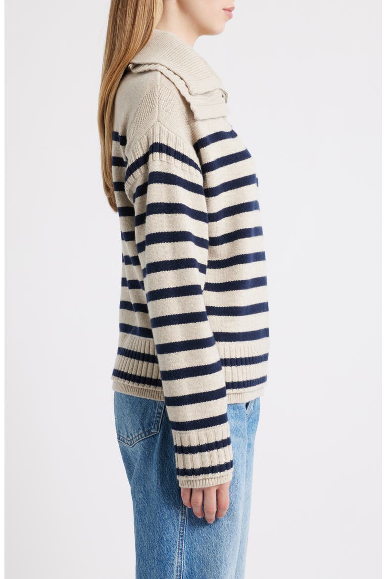 Ilaria Stripe Half Zip Wool Pullover, Alternate, color, OAT