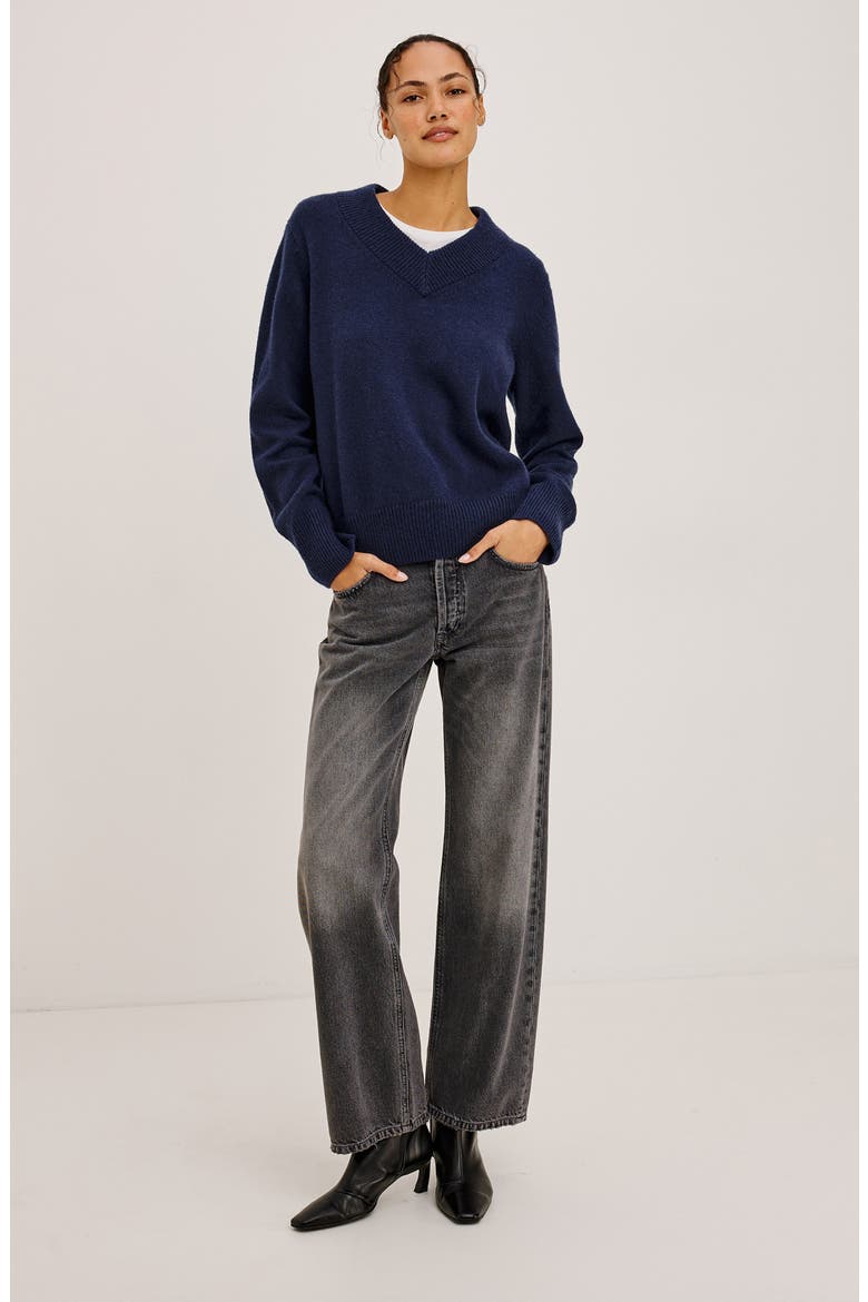 Lidya V Neck Sweater, Alternate, color, NAVY