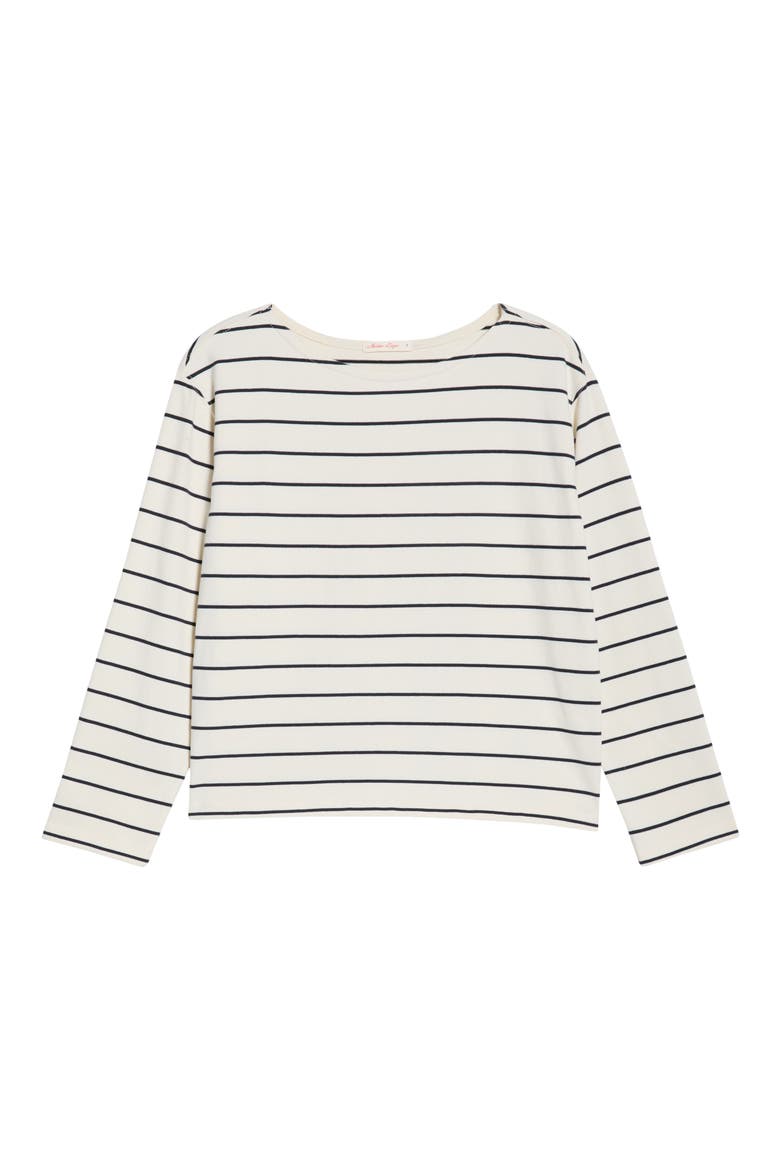 Luxe Stripe Sueded Cotton T-Shirt, Alternate, color, BLACK/ WHITE STRIPE