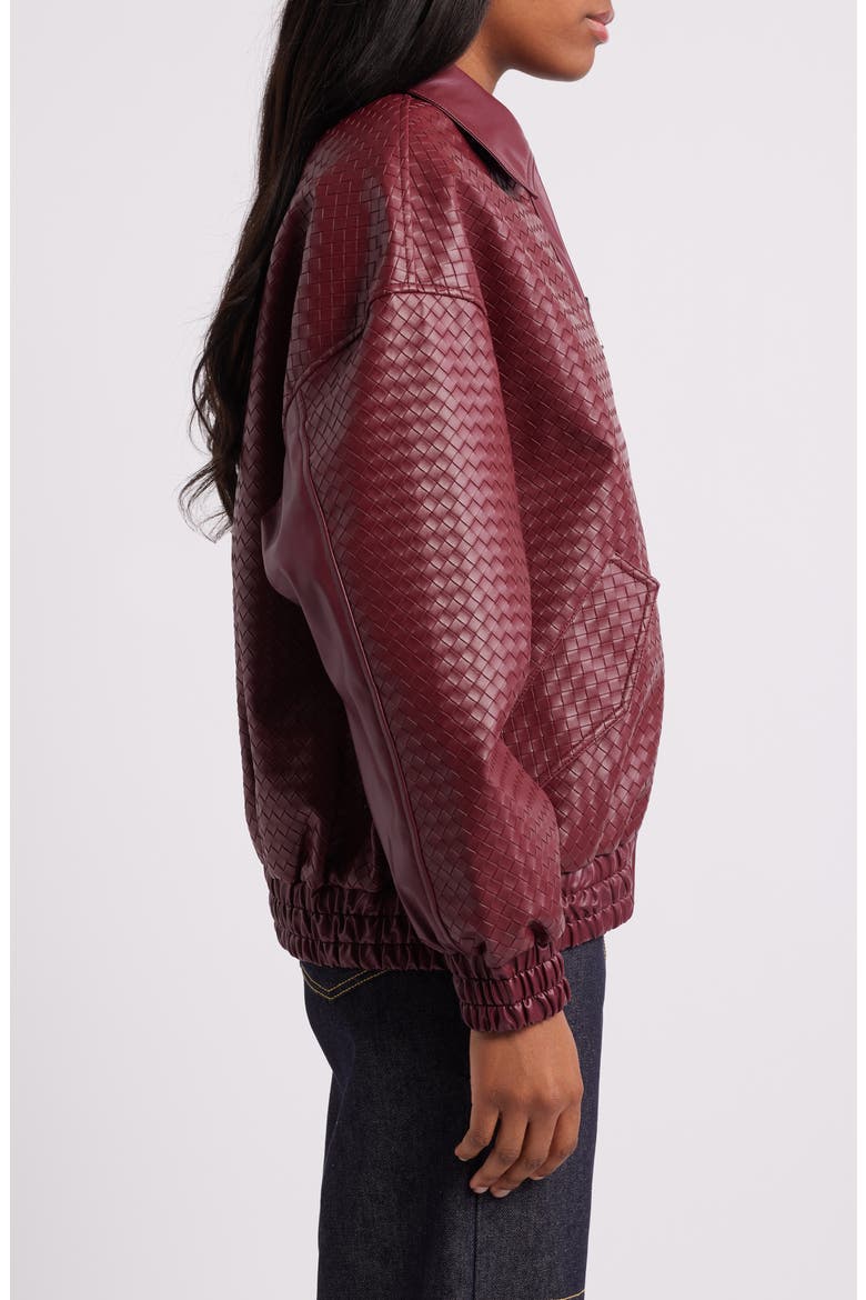 Kenny Woven Faux Leather Bomber Jacket, Alternate, color, BURGUNDY