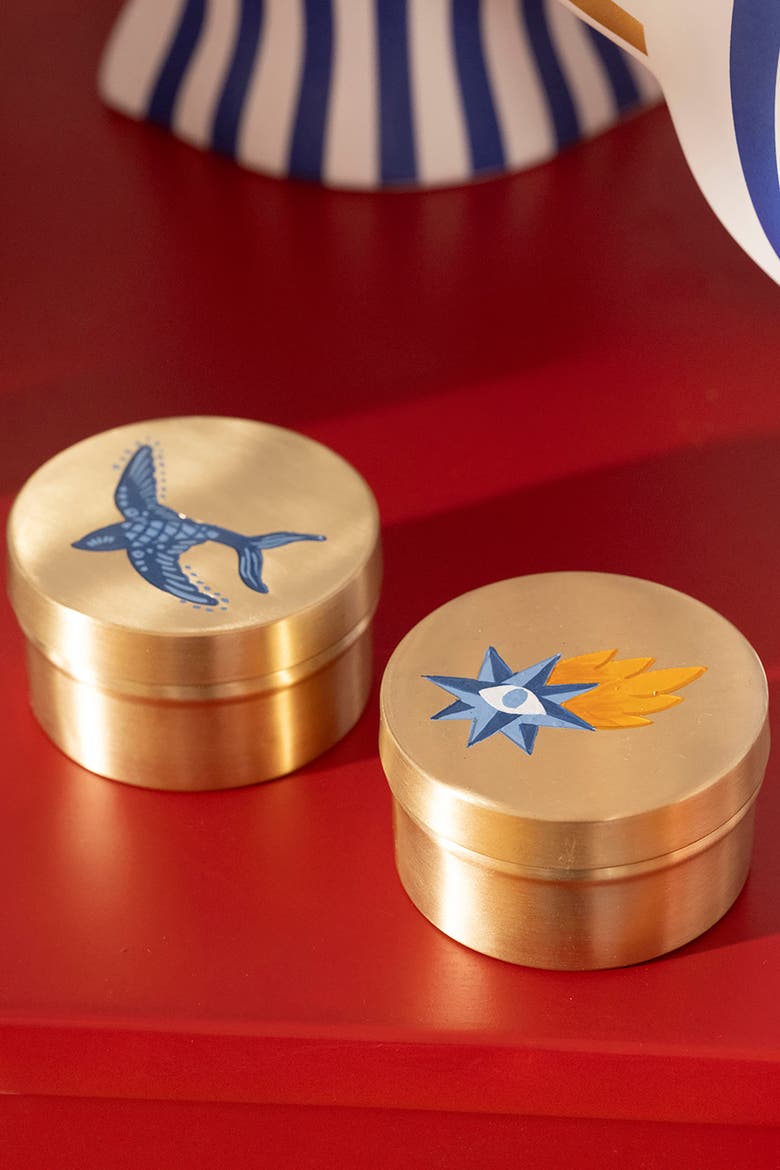 Lotus Brass Decorative Box 2 Pcs Set, Alternate, color, Gold