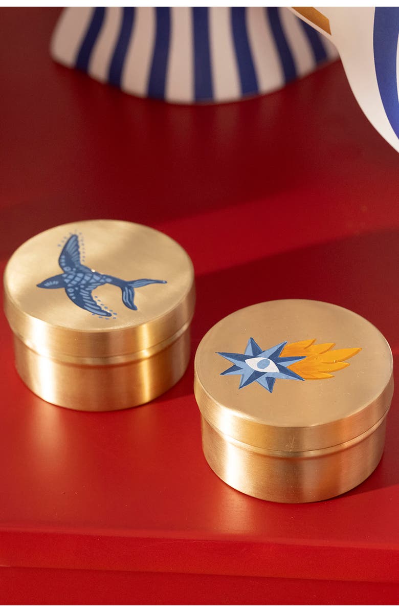 Zsa Zsa Zsu Lotus Brass Decorative Box 2 Pcs Set, Alternate, color, Gold